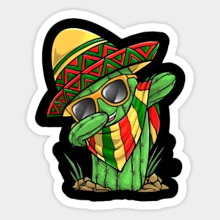 Dabbing Cactus Cinco De Mayo Mexican poncho Boys Kids Men Sticker